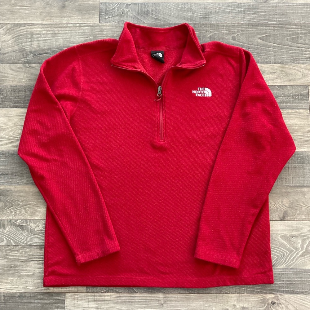 The North Face Pullover 1/4 Zip Jacket Men’s XL Red Textured Fleece